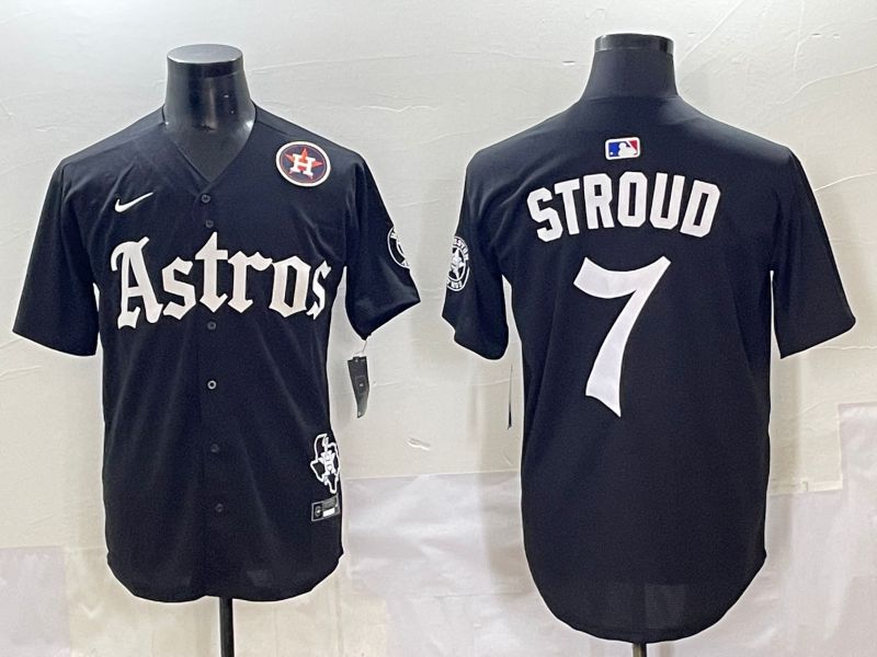 Men 2025 Houston Astros #7 Stroud Black Five generations Joint Name Nike MLB Jersey style 11
